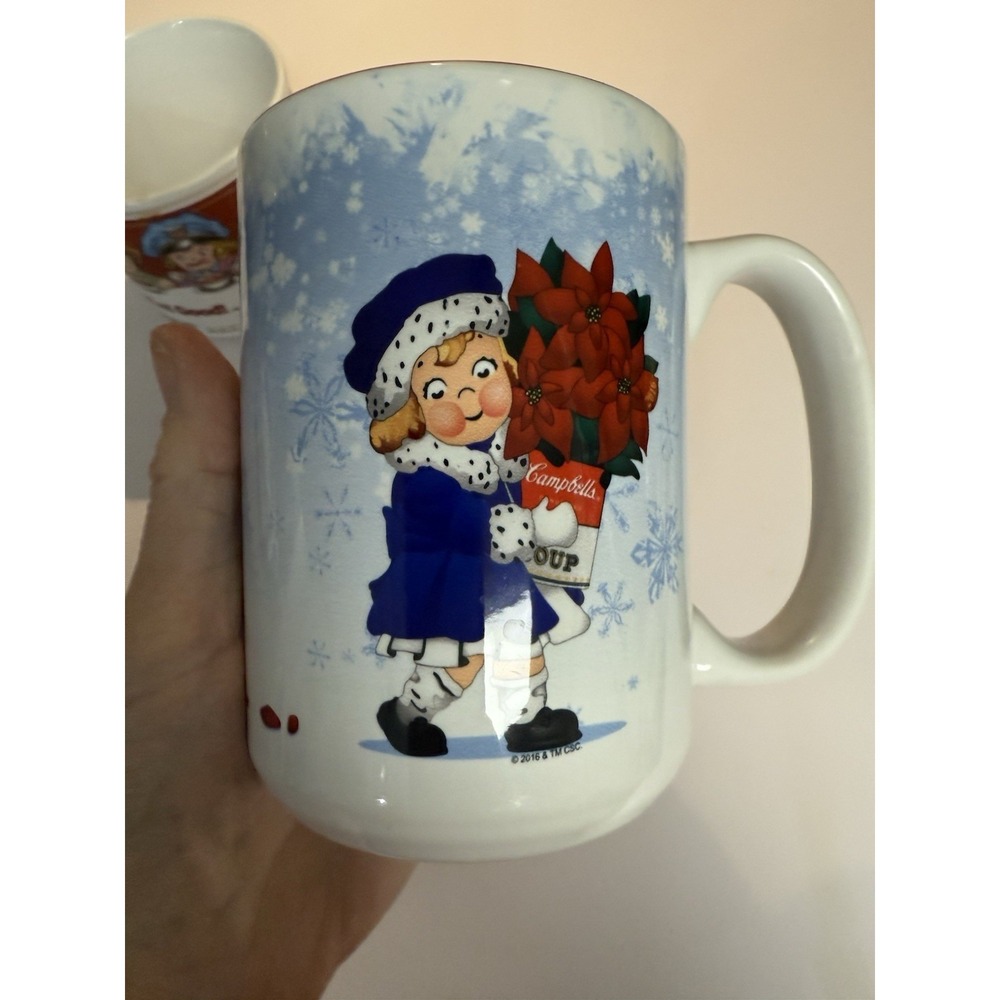 Campbell's Soup 2016 Snowflake Mug Red Interior Holiday Coffee Cup‎